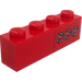 LEGO Red Brick 1 x 4 with Tail Lights (Right) Sticker (3010)