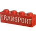 LEGO Rood Steen 1 x 4 met &quot;TRANSPORT&quot; (Stencil Letters) (3010)
