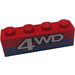 LEGO Red Brick 1 x 4 with White &#039;4WD&#039; and blue stripes (3010)