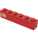 LEGO Rood Steen 1 x 6 met &#039;B&#039; Sticker (3009)