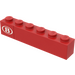 LEGO rouge Brique 1 x 6 avec &#039;B&#039; Autocollant (3009)