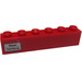 LEGO Rood Steen 1 x 6 met &#039;Basel - Hamburg&#039; Links Sticker (3009)