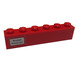 LEGO Rood Steen 1 x 6 met &#039;Brussell - Amsterdam&#039; Aan Links Kant Sticker (3009)