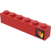 LEGO Red Brick 1 x 6 with Fire Logo Right Sticker from Set 374-1 (3009)
