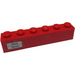 LEGO Red Brick 1 x 6 with &#039;Paris - Roma&#039; on Left Side Sticker (3009)