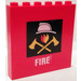 LEGO Rojo Ladrillo 1 x 6 x 5 con Fuego Department logo Pegatina (3754)