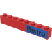 LEGO Red Brick 1 x 8 with &#039;Bistro&#039; on Blue Background Sticker (3008)