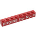 LEGO Red Brick 1 x 8 with &#039;ENGINE Co. No. 9&#039; Sticker (3008)