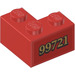 LEGO Red Brick 2 x 2 Corner with ‘99721’ (Left) Sticker (2357)