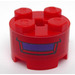 LEGO Red Brick 2 x 2 Round with Dark Purple Rectangle and Black Line Sticker (3941)