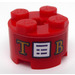 LEGO Rood Steen 2 x 2 Ronde met gold &#039;T&#039;  Label en &#039;B&#039; Sticker (3941)