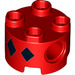 LEGO Red Brick 2 x 2 Round with Holes with Black Diamonds (17485 / 33514)