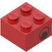 LEGO Rood Steen 2 x 2 met Zwart Eye Aan Both Sides (3003)