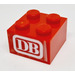 LEGO Red Brick 2 x 2 with DB Sticker without Cross Supports (3003)