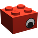 LEGO rot Backstein 2 x 2 mit Augen (Offset) ohne Punkt auf Pupille (81910 / 81912)