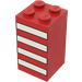 LEGO Red Brick 2 x 2 x 3 with 4 White Stripes (30145)