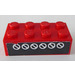 LEGO Rood Steen 2 x 4 met 6 Wit Circles met Diagonals Sticker (3001)
