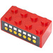 LEGO Red Brick 2 x 4 with 7 White Squares and 7 Yellow Dots Sticker (3001)