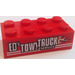 LEGO Red Brick 2 x 4 with &#039;ED&#039;S TOW TRUCK SERVICE&#039; (Left) Sticker (3001)