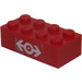 LEGO Red Brick 2 x 4 with Train Logo White Pattern Sticker (3001)