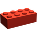 LEGO Red Brick 2 x 4 without Cross Supports with Frosted Horizontal Line