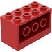 LEGO Rood Steen 2 x 4 x 2 met Gaten Aan Sides (6061)