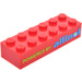 LEGO rouge Brique 2 x 6 avec &#039;POWERED BY allinol&#039; Autocollant (2456)
