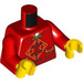 LEGO Red Chinese Jacket Torso with Golden Diamond with Four Circles Decoration (973 / 76382)