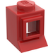 LEGO Rood Classic Venster 1 x 1 x 1 met vast glas, verlengde lip, solide nop