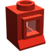 LEGO rouge Classic Fenêtre 1 x 1 x 1 avec Verre (Lèvre normale)