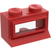 LEGO rot Classic Fenster 1 x 2 x 1 mit verlängerter Lippe, festen Nieten, festem Glas