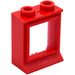 LEGO Rood Classic Venster 1 x 2 x 2 met verwijderbaar glas, verlengde lip en gat in de bovenkant
