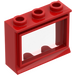 LEGO Rood Classic Venster 1 x 3 x 2 met Fixed Glas en korte dorpel