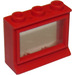 LEGO Rood Classic Venster 1 x 3 x 2 met verwijderbaar glas en gat bovenaan