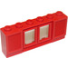 LEGO Rood Classic Venster 1 x 6 x 2 met 2 Panes en Shutters Korte lip