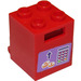 LEGO Rot Container 2 x 2 x 2 mit Keyboard, coins und Pfeil Aufkleber mit vertieften Noppen (4345)