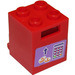 LEGO Red Container 2 x 2 x 2 with Keyboard, coins and arrow Sticker with Recessed Studs (4345)
