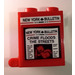 LEGO Rot Container 2 x 2 x 2 mit &#039;NEW YORK BULLETIN&#039; und &#039;CRIME FLOODS THE STREETS&#039; Aufkleber mit vertieften Noppen (4345)