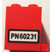 LEGO Rood Container 2 x 2 x 2 met PN60231 Sticker met verzonken noppen (4345)