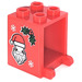 LEGO Rood Container 2 x 2 x 2 met Kerstman Sticker met verzonken noppen (4345)