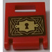 LEGO Rood Container Doos 2 x 2 x 2 Deur met Sleuf met Gold Lock Sticker (4346)