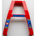 LEGO Rood Kraan Support - Dubbele met &quot;DANGER&quot; en 10m Height Limit Sticker (Studs op dwarsligger) (2635)