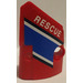 LEGO Rood Gebogen Paneel 2 Rechts met „Rescue „ en Blauw Streep  Sticker (87080)