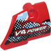 LEGO Red Curved Panel 2 Right with &#039;V4 POWER&#039; Sticker (87080)