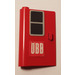 LEGO Rood Deur 1 x 3 x 4 Links met Zwart Venster en &#039;OBB&#039; Sticker met massief scharnier (445)