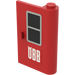 LEGO Red Door 1 x 3 x 4 Right with Black Window and &#039;OBB&#039; Sticker with Solid Hinge (446)