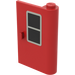 LEGO rouge Porte 1 x 3 x 4 Droite avec Noir Fenêtre Autocollant avec charnière solide (446)