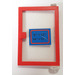 LEGO Red Door 1 x 4 x 5 Right with Transparent Glass with Blue Opening Hours Sign Sticker (73194)