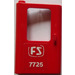 LEGO Rood Deur 1 x 4 x 5 Trein Links met Wit FS Patroon &quot;7725&quot; Sticker (4181)