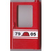 LEGO Red Door 1 x 4 x 5 Train Right with &quot;7905&quot; Sticker (4182 / 42819)